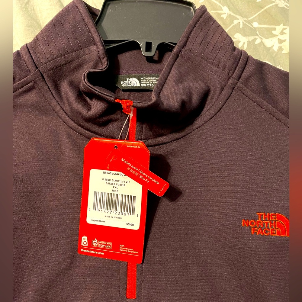 NWT New The North Face Quarter Zip Pullover Dark Purple XXL